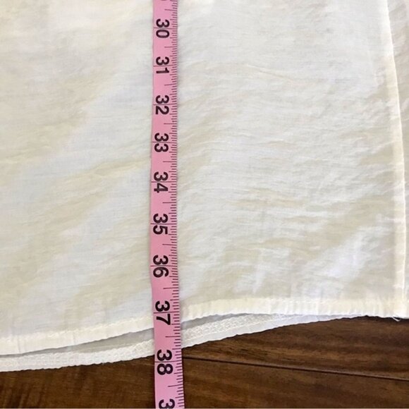 White Macramé Crochet Prairie Core Women's Shift Festival Dress w/ Front Pockets - Picture 9 of 9